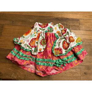 Jelly the Pug Girl skirt toddler girls 4T FIORITO ANNABELLE floral ruffle red